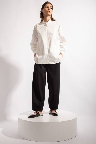Классическая хлопковая рубашка с длинными рукавами и складками PINA 20749 - фото 4