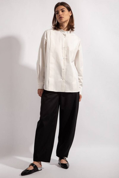 Классическая хлопковая рубашка с длинными рукавами и складками PINA 20749 - фото 2