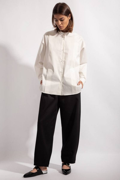 Классическая хлопковая рубашка с длинными рукавами и складками PINA 20749 - фото 1