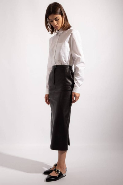 Юбка из экокожи с высоким поясом и разрезом спереди PINA 3808 - фото 2