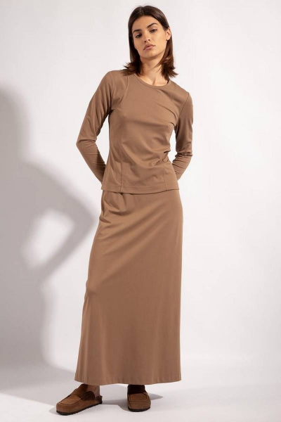 Юбка прямая длинная из вискозы на резинке PINA 3825 ореховый - фото 2