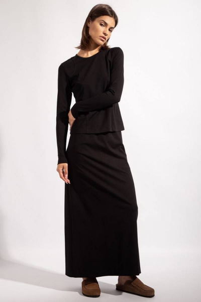 Юбка прямая длинная из вискозы на резинке PINA 3825 черный - фото 3