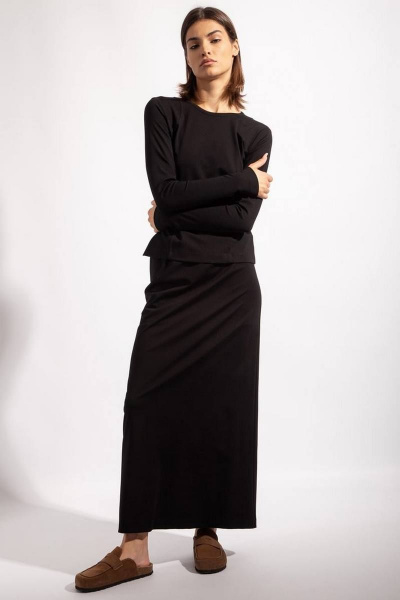 Юбка прямая длинная из вискозы на резинке PINA 3825 черный - фото 2