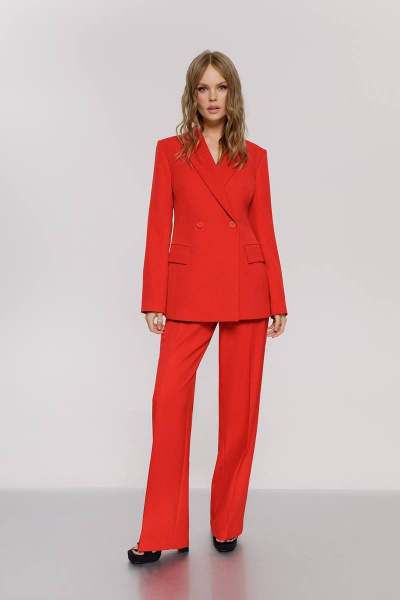 Приталенный жакет из текстиля с нагрудными вытачками PiRS 4660 красный - фото 3