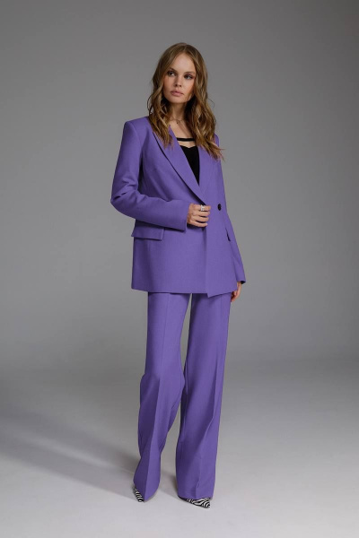 Брюки палаццо деловые с высокой посадкой из текстиля PiRS 4654 лаванда - фото 3