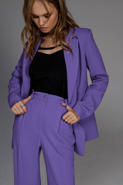 Брюки палаццо деловые с высокой посадкой из текстиля PiRS 4654 лаванда - фото 2