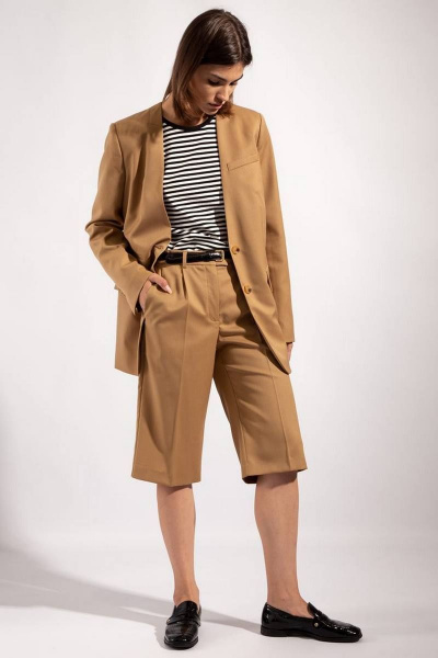 Бежевые женские шорты из текстиля до середины колена PINA 40106 - фото 5