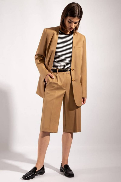 Бежевые женские шорты из текстиля до середины колена PINA 40106 - фото 4