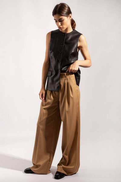 Прямые широкие брюки из тонкой шерстяной ткани PINA 40115 - фото 2