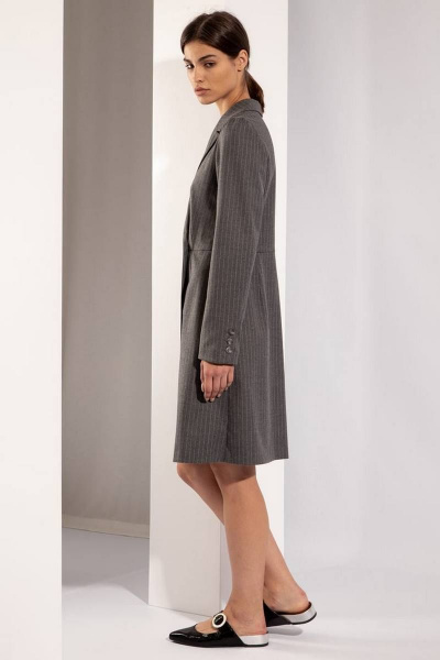 Полуприлегащее платье с асимметричным воротником из ткани PINA 50356 - фото 2