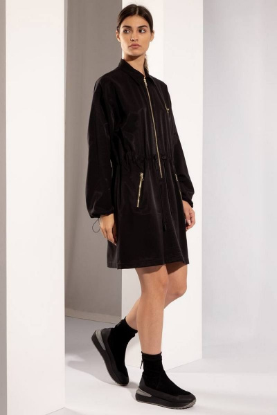 Платье с воротником, приталенное из бархатистой ткани PINA 50362 - фото 4