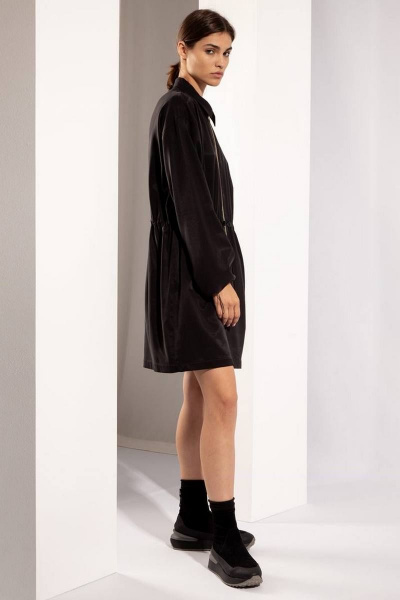 Платье с воротником, приталенное из бархатистой ткани PINA 50362 - фото 3