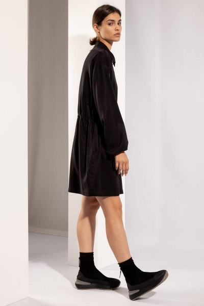 Платье с воротником, приталенное из бархатистой ткани PINA 50362 - фото 2