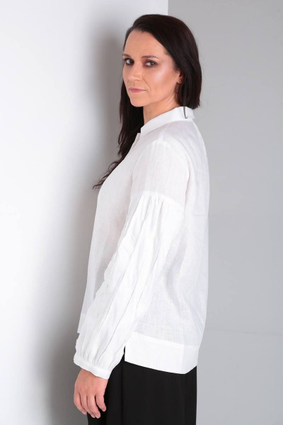 Белая рубашка из льна с отложным воротником Ma Vie М636 белый - фото 4