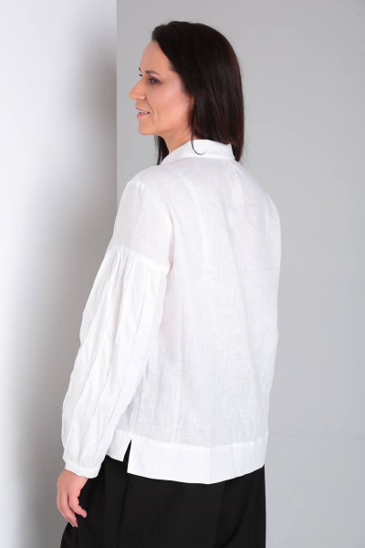 Белая рубашка из льна с отложным воротником Ma Vie М636 белый - фото 3