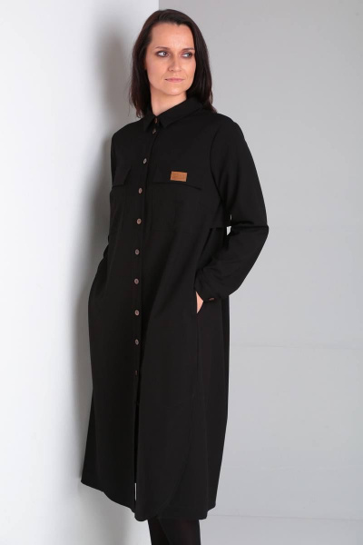 Черное платье свободного кроя с воротником-стойкой Ma Vie М193ч черный - фото 6