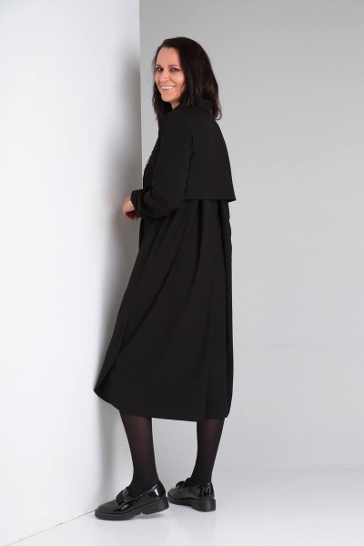 Черное платье свободного кроя с воротником-стойкой Ma Vie М193ч черный - фото 4