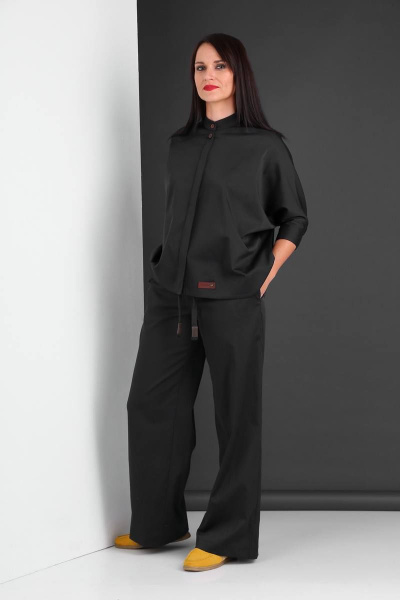 Двухпредметный костюм блузка и брюки с регулировкой Ma Vie М580 черный - фото 2