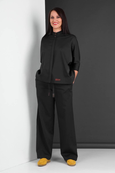 Двухпредметный костюм блузка и брюки с регулировкой Ma Vie М580 черный - фото 1