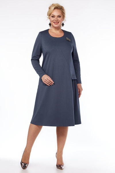 Платье А-силуэта из трикотажа с горизонтальным подрезом Algranda А3917 - фото 1