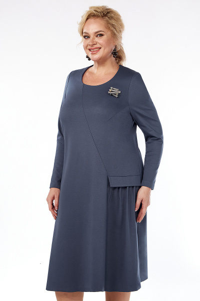 Платье А-силуэта из трикотажа с горизонтальным подрезом Algranda А3917 - фото 3