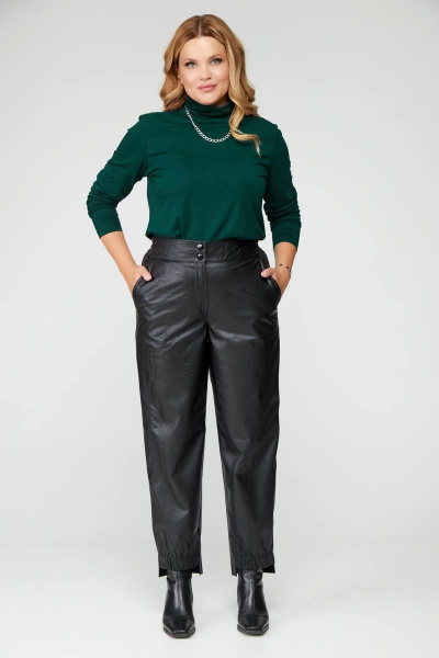 Джемпер прямой с воротником стойка из трикотажа в зелёном цвете Bliss 8044 нефть - фото 5