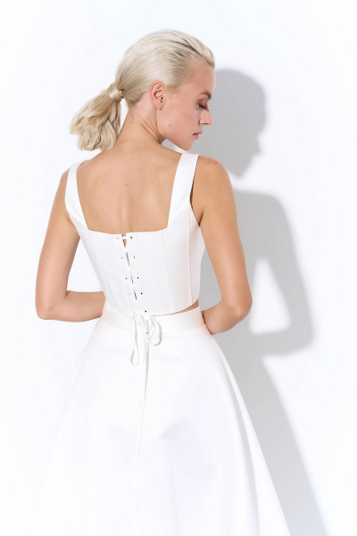 Белый атласный корсет с шнуровкой и люверсами AG Green L0223-3 молочный - фото 2