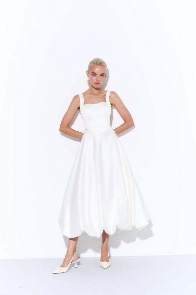 Белый атласный корсет с шнуровкой и люверсами AG Green L0223-3 молочный - фото 4