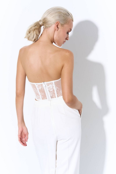 Корсет из сетки и кружева с трикотажной подкладкой AG Green L0623-3 молочный - фото 2