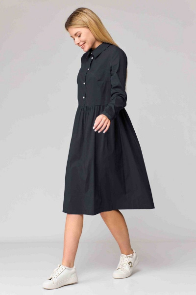 Стильное хлопковое платье с отрезной линией талии Talia fashion 395 черный - фото 3