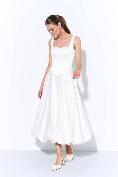 Круглогодичный белый атласный корсет с шнуровкой AG Green L0723-3 молочный - фото 4