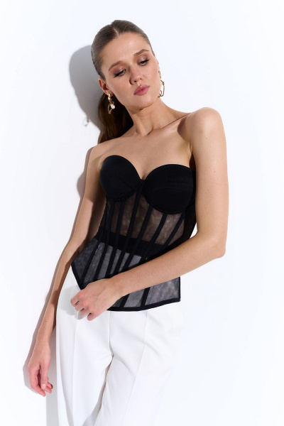 Классический черный корсет из сетки с шнуровкой AG Green L0423-3 черный - фото 1