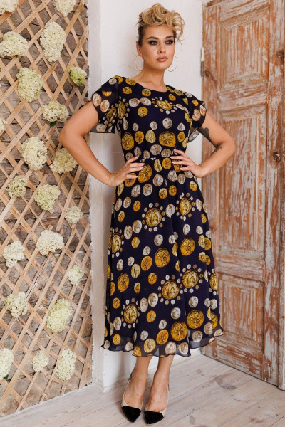 Жакет, платье Мода Юрс 2513-3 горчица_монеты - фото 5