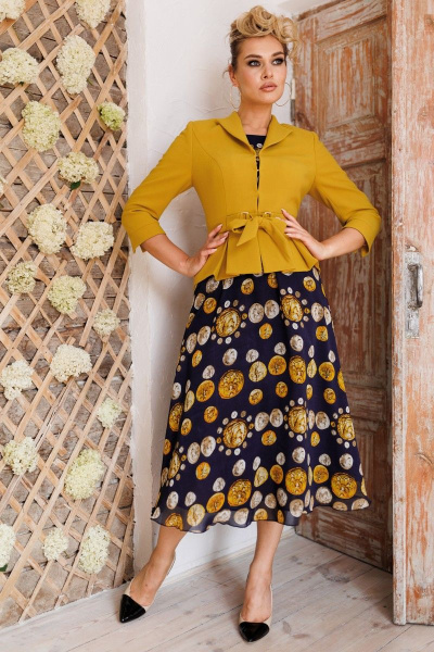 Жакет, платье Мода Юрс 2513-3 горчица_монеты - фото 2