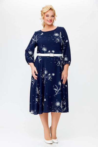 Платье синего цвета Swallow 690 синий_в_принт_одуванчики - фото 1