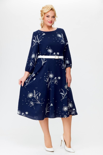 Платье синего цвета Swallow 690 синий_в_принт_одуванчики - фото 3