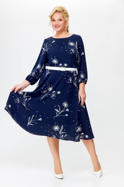 Платье синего цвета Swallow 690 синий_в_принт_одуванчики - фото 2