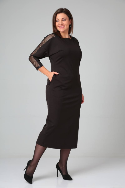 Платье на каждый день из трикотажа с разрезом и карманами Michel chic 2110/1 черный - фото 3