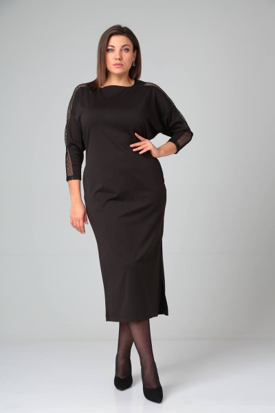 Платье на каждый день из трикотажа с разрезом и карманами Michel chic 2110/1 черный - фото 2