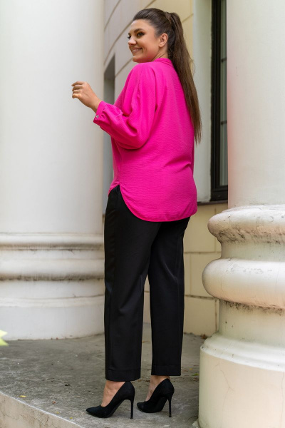 Блуза летучая мышь с декоративными кисточками Andina 115 фуксия - фото 9