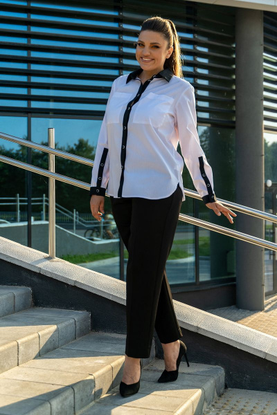 Блуза Andina 117 черный/белый - фото 2