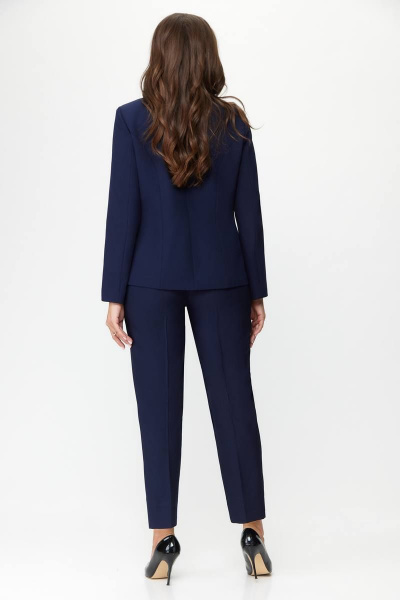 Деловой брючный костюм из текстиля с синим жакетом DaLi 3632 синий - фото 3