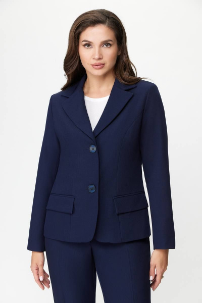 Деловой брючный костюм из текстиля с синим жакетом DaLi 3632 синий - фото 2