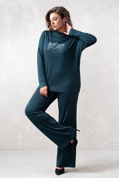 Бирюзовый трикотажный комплек 2-ка из джемпера и брюк Avanti 1596 - фото 1
