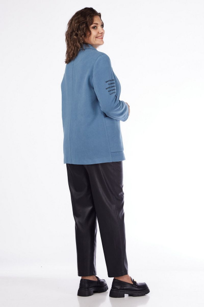 Жакет из трикотажа с пиджачным воротником и декоративной нашивкой Jurimex 2976 синий - фото 7