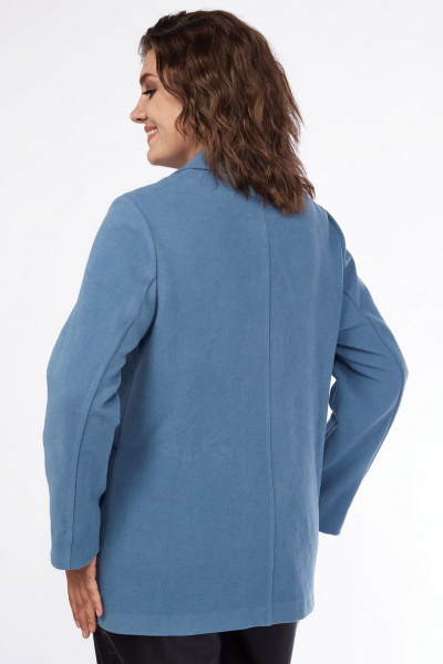 Жакет из трикотажа с пиджачным воротником и декоративной нашивкой Jurimex 2976 синий - фото 2