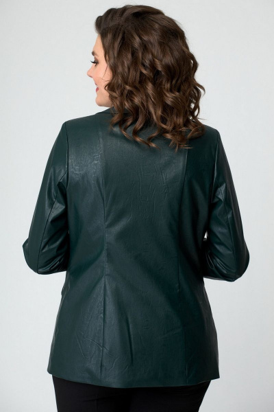 Деловой удлиненный жакет из экокожи на подкладке БелЭльСтиль 203-2_83_22 экокожа_зелень - фото 2