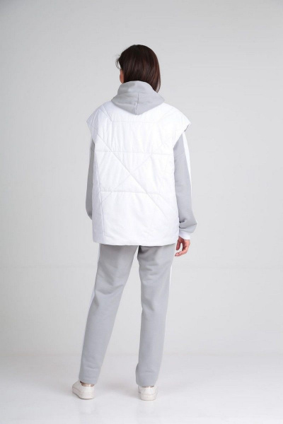 Комплект: худи, брюки и жилетка из плащевой ткани для активного стиля Диомант 1917 серый - фото 5