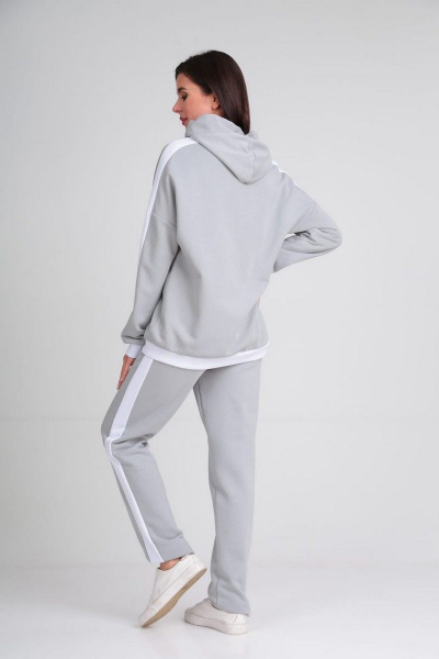 Комплект: худи, брюки и жилетка из плащевой ткани для активного стиля Диомант 1917 серый - фото 9