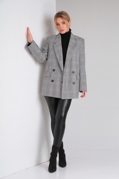 Классический пиджак оверсайз из текстиля для делового стиля DOGGI 0184 свет.серая_клетка - фото 6